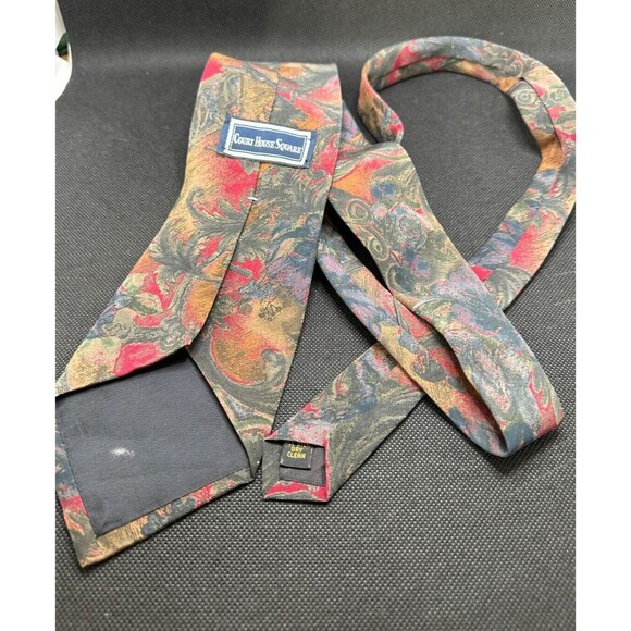 Vintage Court House Square Men's Tie 100% Silk Floral Themed 57" x 3.5" Flaw - Picture 3 of 4
